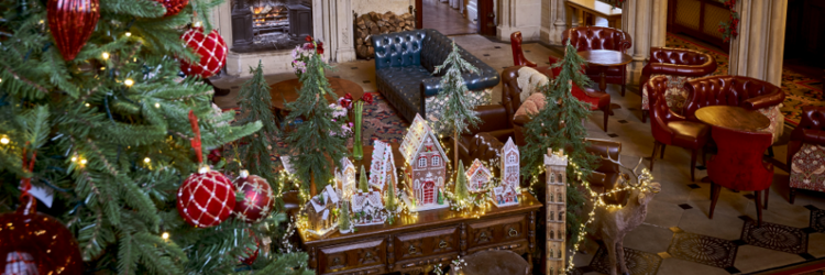 At Christmas the Great Hall at Matfen Hall glows with heritage charm and a warm, Northumbrian welcome.